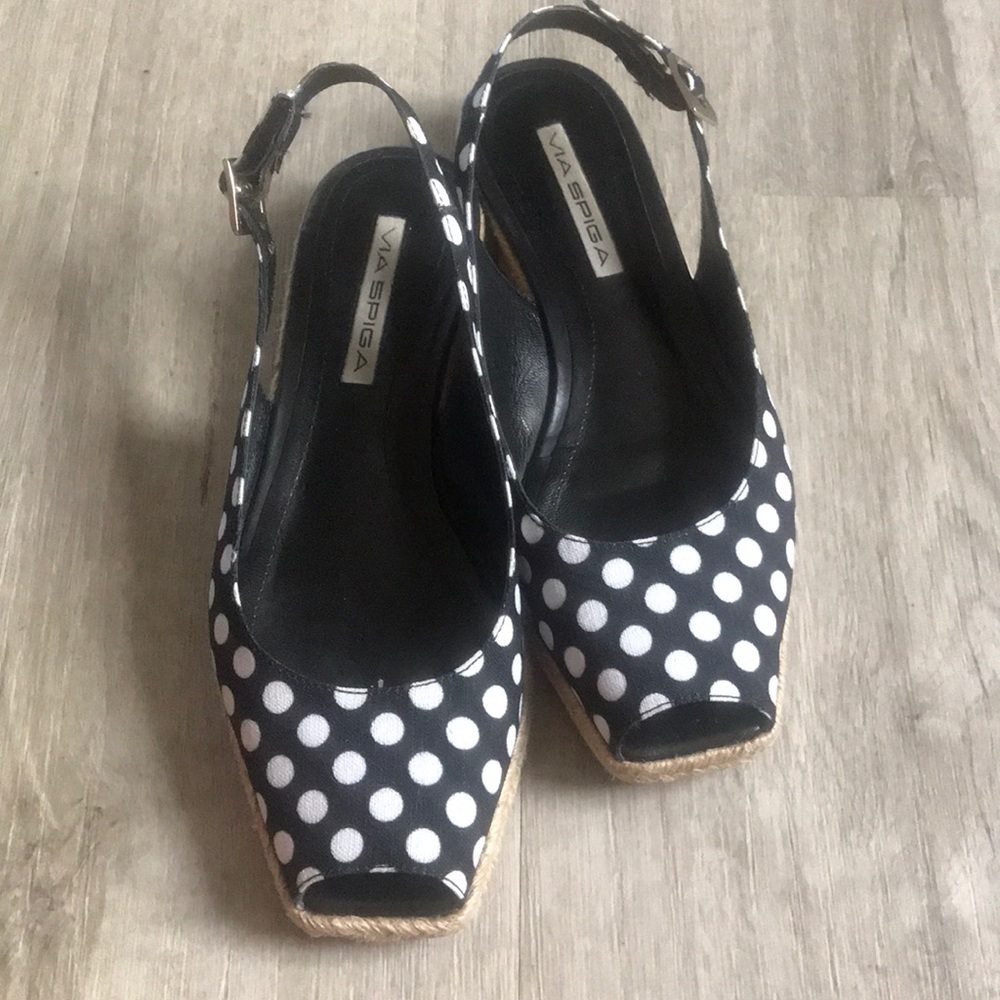 Via Spiga Polka Dot Slingback Espadrille Sandals